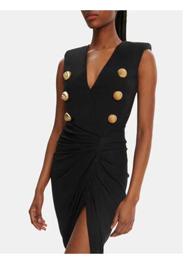 Balmain Sukienka wieczorowa DF0RP575JE50 Czarny Regular Fit. Kolor: czarny. Materiał: wiskoza. Styl: wizytowy