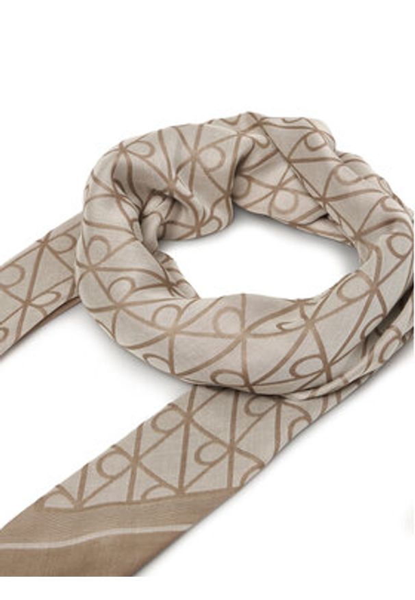 Calvin Klein Chusta Emblem Aop Jacquard Square Scarf LV04F8080G Beżowy. Kolor: beżowy