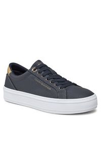 TOMMY HILFIGER - Tommy Hilfiger Sneakersy Essential Vulc Leather Sneaker FW0FW07778 Granatowy. Kolor: niebieski. Materiał: materiał