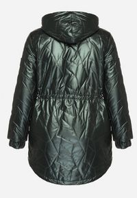 Born2be - Ciemnozielona Kurtka Pikowana Parka z Nieodpinanym Kapturem Oferra. Kolekcja: plus size. Kolor: zielony #7