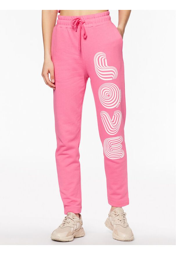 Love Moschino - LOVE MOSCHINO Spodnie dresowe W155609M 4457 Różowy Regular Fit. Kolor: różowy. Materiał: dresówka, bawełna