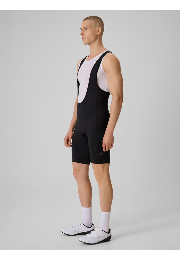 4f - 4F Spodenki kolarskie z żelową wkładką męskie - czarne M. Kolor: czarny. Materiał: materiał, włókno. Długość: długie. Sport: kolarstwo