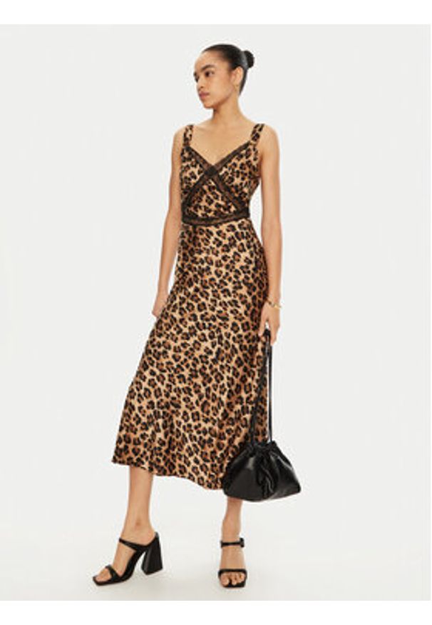 BARDOT - Bardot Sukienka koktajlowa 58603DB2 Brązowy Regular Fit. Kolor: brązowy. Materiał: syntetyk. Styl: wizytowy