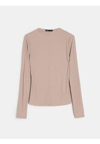 Sinsay - Prążkowana bluzka z zabudowanym dekoltem z domieszką wiskozy - beżowy. Kolor: beżowy. Materiał: prążkowany, wiskoza #1