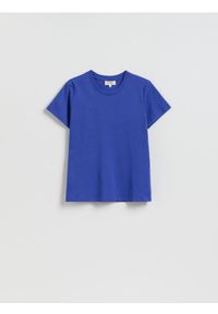 Reserved - Bawełniany t-shirt - niebieski. Kolor: niebieski. Materiał: bawełna