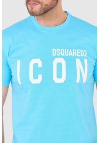 DSQUARED2 Niebieski t-shirt męski z dużym logo icon, Rozmiar S. Kolor: niebieski #2
