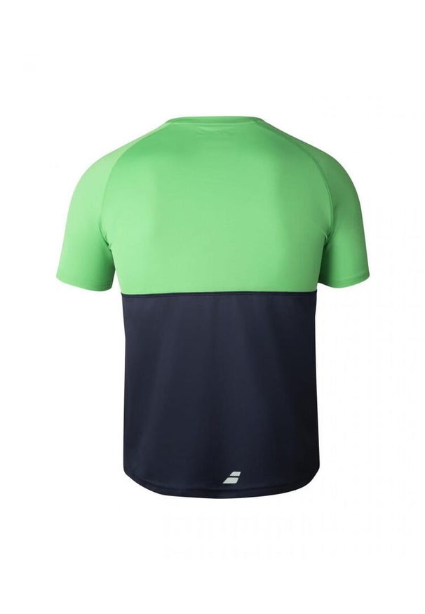 Koszulka do tenisa z krótkim rkawem ęchłopięca Babolat CREW NECK. Kolor: wielokolorowy, niebieski, zielony. Długość: krótkie. Sport: tenis
