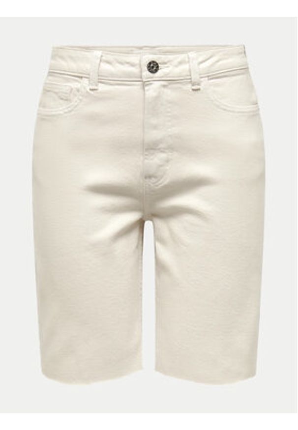 only - ONLY Szorty jeansowe Emily 15311258 Écru Mom Fit. Kolor: kremowy. Materiał: bawełna
