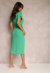Renee - Zielona Sukienka Dipkey. Kolor: zielony. Materiał: materiał. Długość rękawa: krótki rękaw. Wzór: aplikacja. Sezon: lato. Typ sukienki: koszulowe. Styl: klasyczny. Długość: midi #4