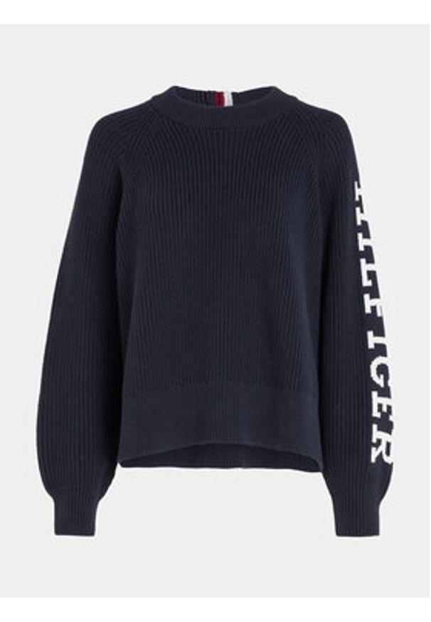TOMMY HILFIGER - Tommy Hilfiger Sweter WW0WW39002 Granatowy Regular Fit. Kolor: niebieski. Materiał: bawełna
