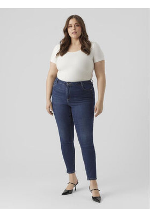 Vero Moda Curve Jeansy Phia 10285012 Granatowy Skinny Fit. Kolor: niebieski