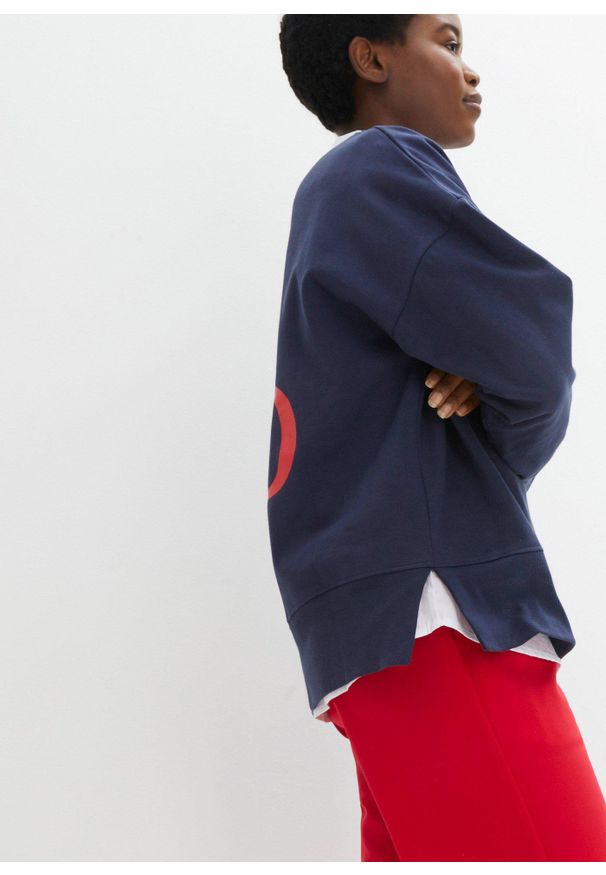 bonprix - Bluza oversize z bawełny organicznej. Kolor: niebieski. Materiał: bawełna