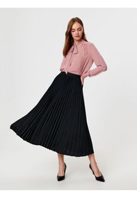 Sinsay - Spódnica midi plisowana - czarny. Kolor: czarny. Materiał: materiał
