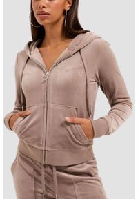 Juicy Couture - JUICY COUTURE Ciemno-beżowa bluza damska Robertson Hoodie, Rozmiar M. Okazja: na co dzień. Kolor: beżowy. Materiał: materiał. Styl: casual, klasyczny #1