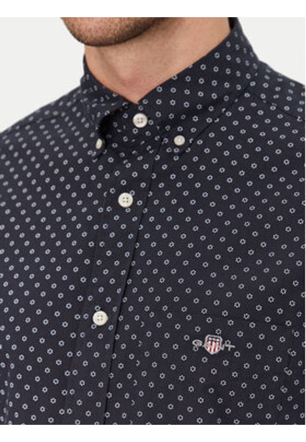GANT - Gant Koszula 3250056 Granatowy Regular Fit. Kolor: niebieski. Materiał: bawełna