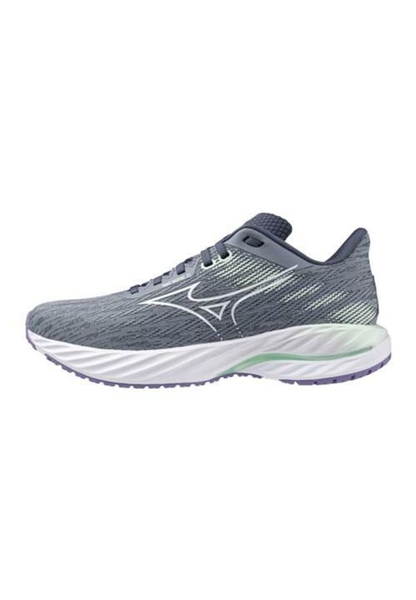 Buty do biegania damskie Mizuno Wave Inspire 21. Kolor: szary, biały, wielokolorowy. Materiał: syntetyk, materiał. Szerokość cholewki: normalna. Model: Mizuno Wave. Sport: bieganie