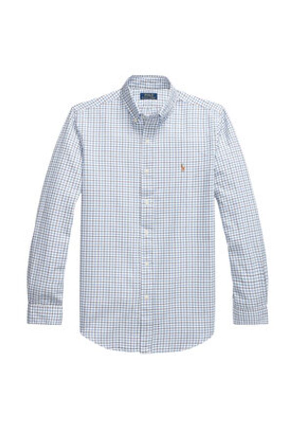 Polo Ralph Lauren Koszula 710922273002 Błękitny Custom Fit. Typ kołnierza: polo. Kolor: niebieski. Materiał: bawełna