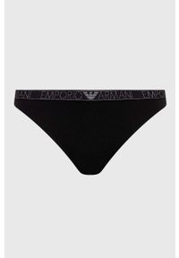 Emporio Armani Underwear stringi 2-pack kolor czarny. Kolor: czarny. Materiał: materiał #3