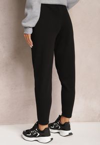 Renee - Czarne Spodnie Dresowe z Bawełny z Gumką w Talii i Troczkiem Panara. Okazja: na co dzień. Kolor: czarny. Materiał: dresówka, bawełna. Styl: casual #3