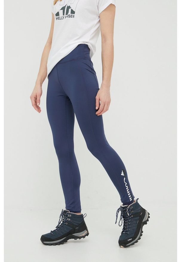 columbia - Columbia legginsy sportowe damskie kolor granatowy gładkie. Kolor: niebieski. Materiał: skóra, syntetyk, włókno. Wzór: gładki. Styl: sportowy