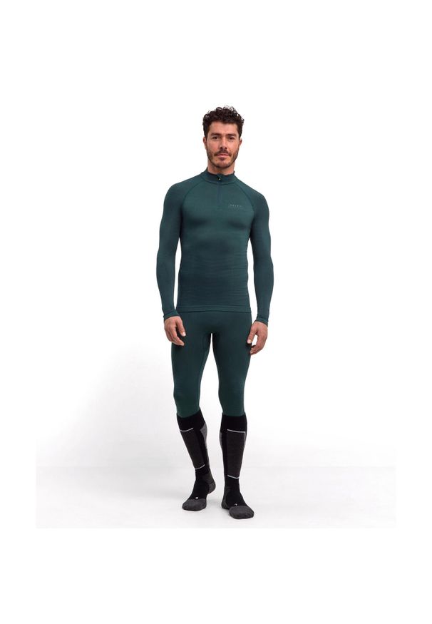 Koszulka z długim rękawem i zamkiem błyskawicznym Falke Maximum Warm. Kolor: zielony. Długość rękawa: długi rękaw. Długość: długie. Sezon: zima