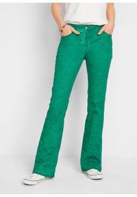 Spodnie BOOTCUT "used look" bonprix zielony miętowy "used". Kolor: zielony #5