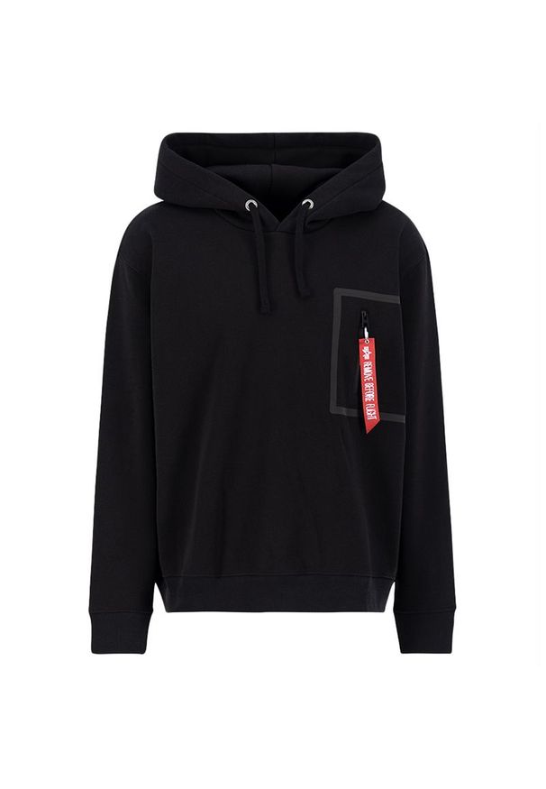 Bluza Alpha Industries Taped Pocket Hoody 13833203 - czarna. Typ kołnierza: kaptur. Kolor: czarny. Materiał: bawełna, poliester, polar. Wzór: aplikacja. Styl: klasyczny, sportowy