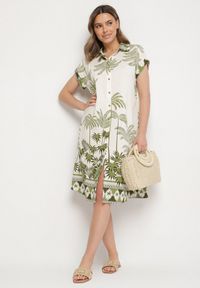 Born2be - Zielona Koszulowa Sukienka Oversize z Wiskozą Folassa. Okazja: na co dzień. Typ kołnierza: kołnierzyk klasyczny. Kolor: zielony. Materiał: wiskoza. Długość rękawa: krótki rękaw. Typ sukienki: oversize, koszulowe. Styl: elegancki, casual, klasyczny #7