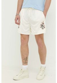 Abercrombie & Fitch szorty męskie kolor beżowy. Kolor: beżowy. Materiał: tkanina, dzianina. Wzór: aplikacja #1