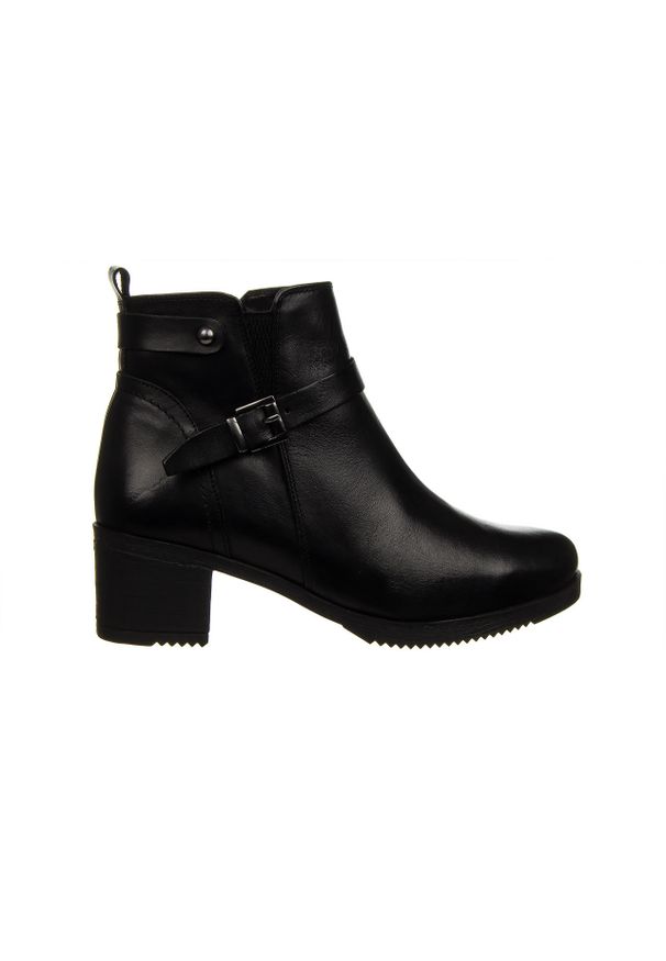 Botki Bayla-161 077 47456 01 Black 161583, Czarny, Skóra naturalna - 38. Okazja: na co dzień. Zapięcie: klamry. Kolor: czarny. Szerokość cholewki: normalna. Materiał: skóra. Sezon: zima, jesień. Obcas: na obcasie. Styl: elegancki, casual. Wysokość obcasa: średni