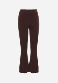 Born2be - Brązowe Spodnie Dzwony z Dzianiny z Wiskozą Zetiva. Kolor: brązowy. Materiał: dzianina, wiskoza #7