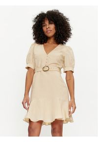 TwinSet - TWINSET Sukienka letnia 241TP2521 Beżowy Regular Fit. Kolor: beżowy. Materiał: lyocell. Sezon: lato