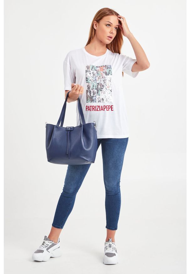Patrizia Pepe - T-SHIRT PATRIZIA PEPE. Okazja: na co dzień. Materiał: materiał. Styl: casual