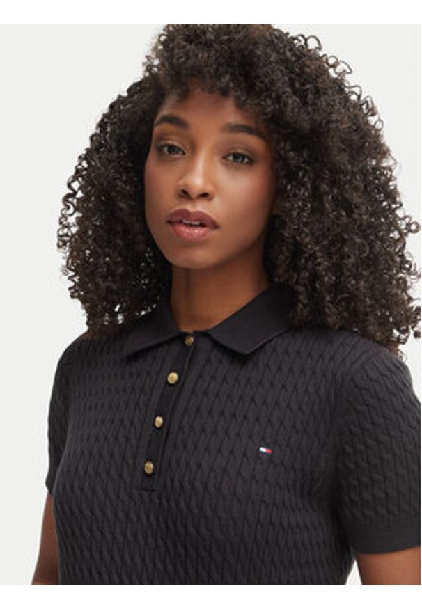 TOMMY HILFIGER - Tommy Hilfiger Polo WW0WW41474 Czarny Regular Fit. Typ kołnierza: polo. Kolor: czarny. Materiał: bawełna
