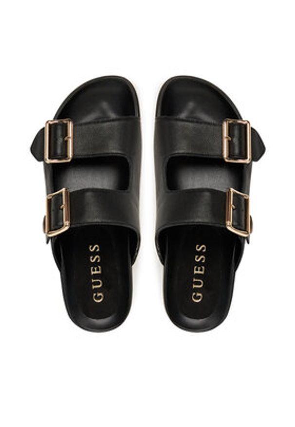 Guess Klapki FLTFST LEA03 Czarny. Kolor: czarny. Materiał: skóra