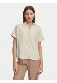 only - ONLY Polo Aris 15364279 Beżowy Loose Fit. Typ kołnierza: polo. Kolor: beżowy. Materiał: wiskoza #1