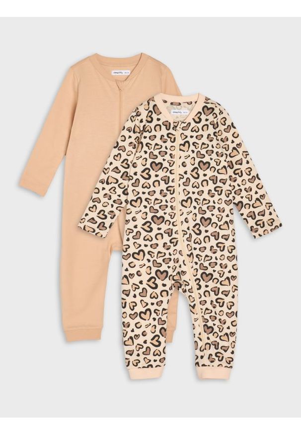 Sinsay - Bawełniany pajacyk 2 pack - kremowy. Kolor: kremowy. Materiał: bawełna