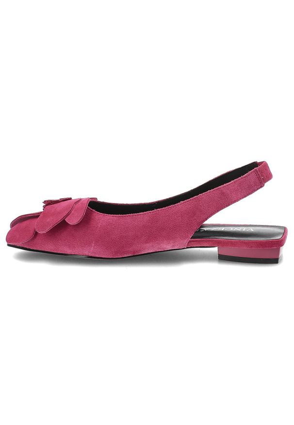 Sandały damskie Vinceza, cholewka ze skóry zamszowej wsuwane na lekkim obcasie, różowe, 66951. Zapięcie: bez zapięcia. Kolor: różowy. Materiał: skóra, zamsz. Obcas: na obcasie. Wysokość obcasa: średni