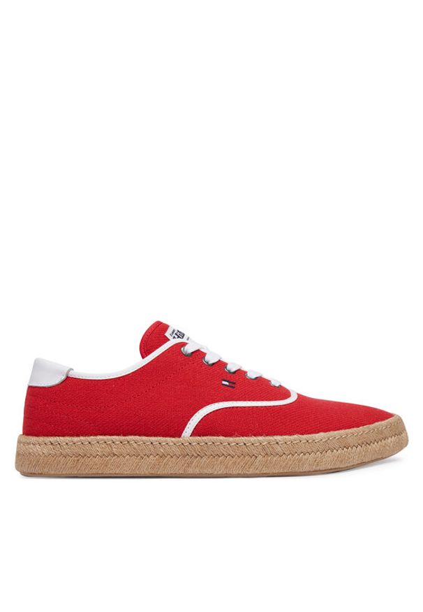 TOMMY HILFIGER - Tommy Hilfiger Espadryle Th Hi Vulc Core Jutte Canvas FM0FM05872 Czerwony. Kolor: czerwony. Materiał: materiał