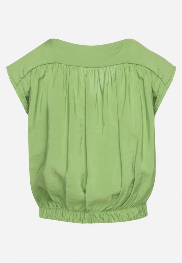 Born2be - Zielony Top z Wiskozy z Kopertowym Dekoltem z Ukrytym Suwakiem z Boku Birilla. Kolor: zielony. Materiał: wiskoza. Sezon: lato