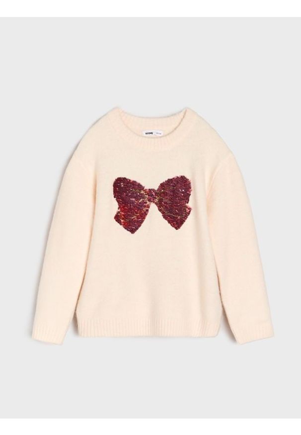 Sinsay - Sweter z ozdobnymi cekinami - kremowy. Kolor: kremowy