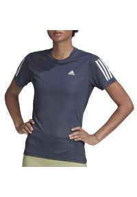 Adidas - Koszulka adidas Own The Run HC1746 - granatowa. Kolor: niebieski. Materiał: poliester, materiał. Długość rękawa: krótki rękaw. Długość: krótkie. Sport: bieganie