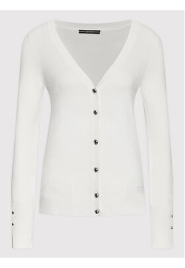 Guess Kardigan Zena W2YR33 Z2V62 Biały Regular Fit. Kolor: biały. Materiał: wiskoza