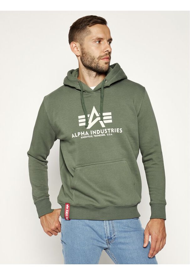 Alpha Industries Bluza Basic 178312 Zielony Regular Fit. Kolor: zielony. Materiał: bawełna