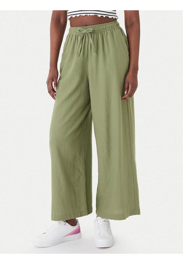 Roxy Spodnie materiałowe Lekeitio Break ERJNP03545 Zielony Wide Leg. Kolor: zielony. Materiał: len, wiskoza