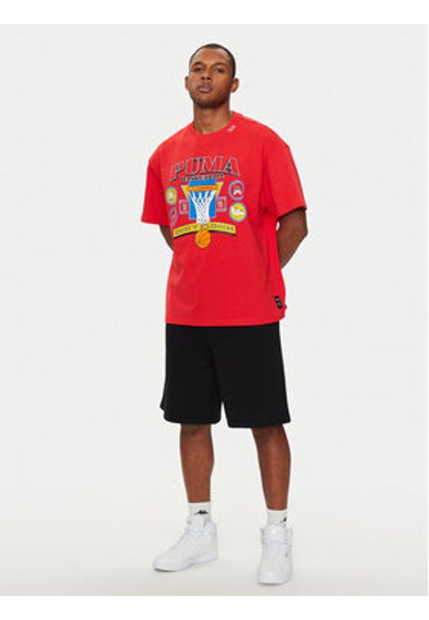 Puma T-Shirt Crowd Craze 2 627215 Czerwony Oversize. Kolor: czerwony. Materiał: bawełna
