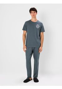 Sinsay - Bawełniana piżama dwuczęściowa - granatowy. Kolor: niebieski. Materiał: bawełna #1