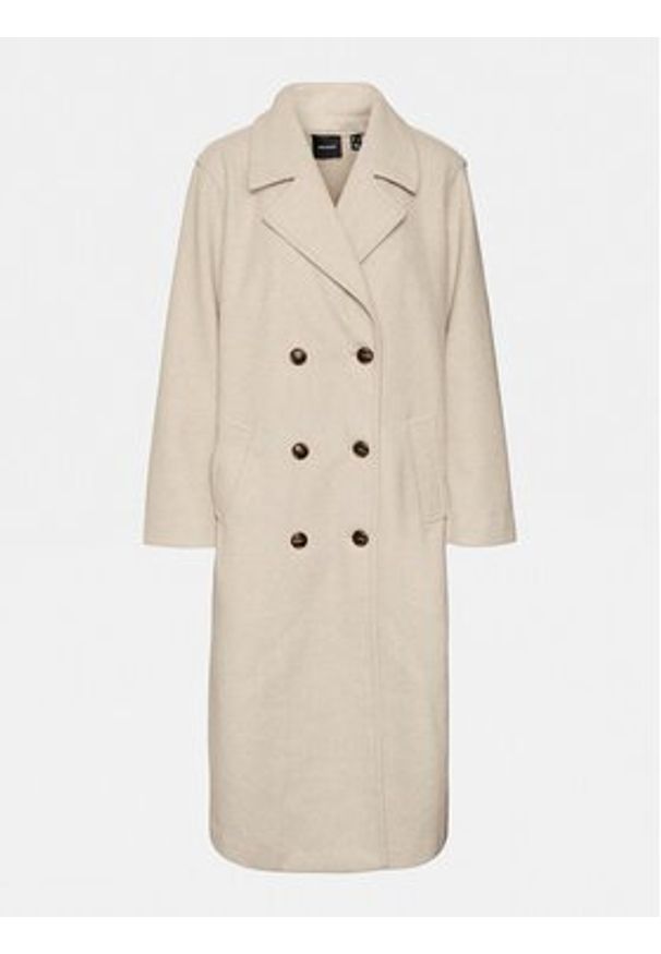 Vero Moda Curve Płaszcz przejściowy 10297180 Écru Regular Fit. Materiał: syntetyk