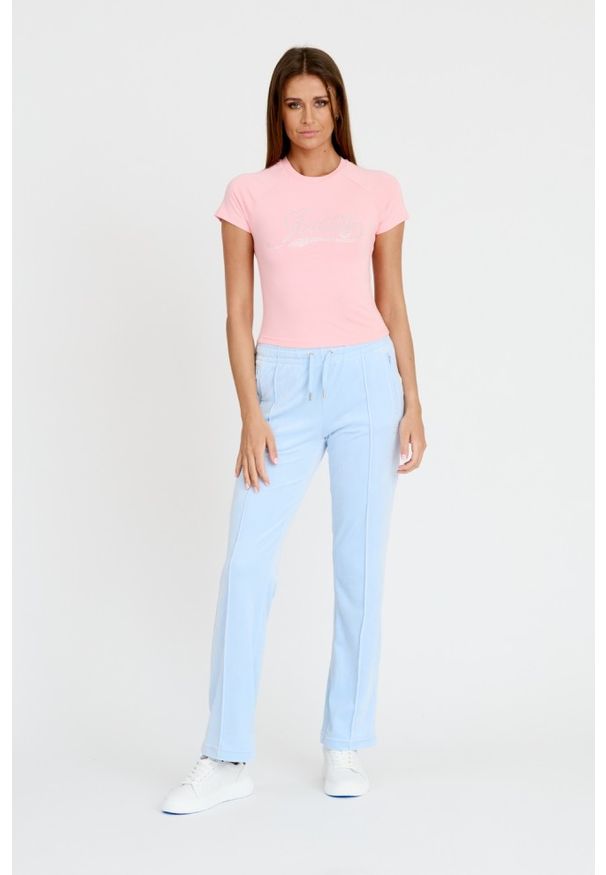 Juicy Couture - JUICY COUTURE Różowy damski t-shirt Retroshrunken Tee, Rozmiar S. Kolor: różowy