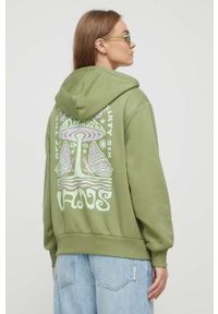 Vans bluza damska kolor zielony z kapturem z nadrukiem. Typ kołnierza: kaptur. Kolor: zielony. Wzór: nadruk #2